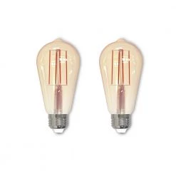 60W Equivalent Amber Light ST18 Dimmable LED Filament Light Bulb (2-Pack) by Bulbrite