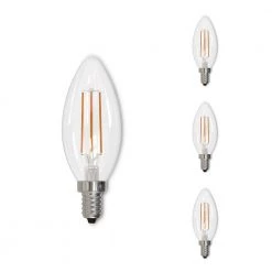 25W Warm White Light Clear B11 Dimmable (E12) Candelabra Screw Base LED Filament Light Bulb, 2700K (4-Pack) by Bulbrite