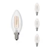 40W Warm White Light B11 Clear Dimmable (E12) Candelabra Screw Base LED Filament Light Bulb, 2700K (4-Pack) by Bulbrite