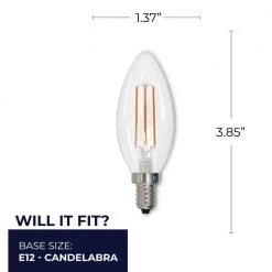 40W Warm White Light B11 Clear Dimmable (E12) Candelabra Screw Base LED Filament Light Bulb, 2700K (4-Pack) by Bulbrite -Deals Bulbrite Store bulbrite led light bulbs 861413 76 1000
