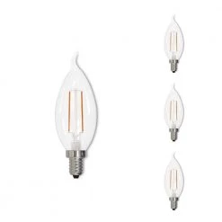 25W Dimmable CA10 (E12) Candelabra Screw Base Warm White Light Clear LED Filament Light Bulb,2700K (4-Pack) by Bulbrite