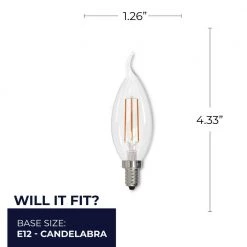 40W Equivalent Dimmable CA10 (E12) Candelabra Screw Base Warm White Light Clear LED Filament Light Bulb,2700K (4-Pack) by Bulbrite -Deals Bulbrite Store bulbrite led light bulbs 861415 76 1000