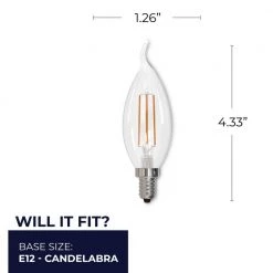 40W Dimmable (E12) Candelabra Screw Base Warm White Light Clear CA10 LED Filament Light Bulb, 3000K (4-Pack) by Bulbrite -Deals Bulbrite Store bulbrite led light bulbs 861420 76 1000