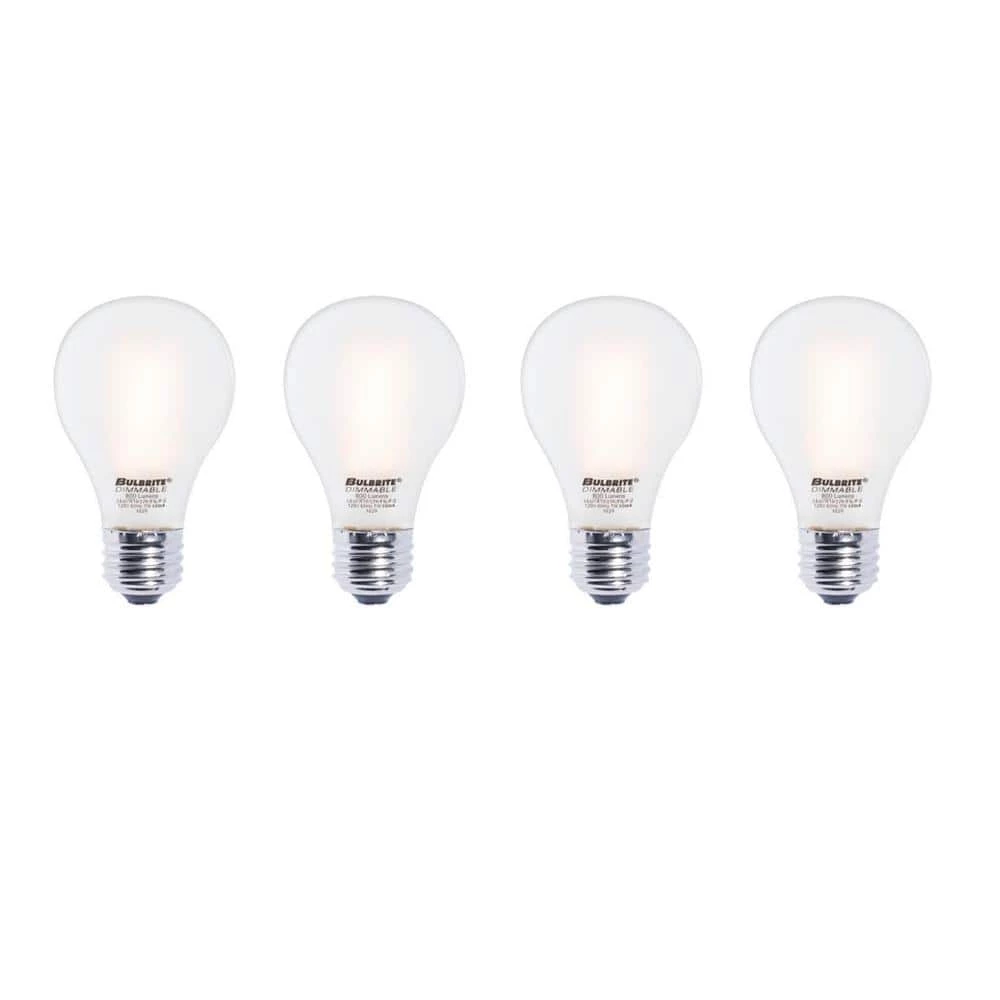 60W Equivalent Warm White Light A19 Dimmable LED Filament Light Bulb (4-Pack) by Bulbrite 3 60W Equivalent Warm White Light A19 Dimmable LED Filament Light Bulb (4-Pack) by Bulbrite