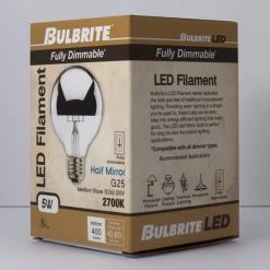 40W Equivalent Warm White Light G25 Dimmable LED Half Chrome Light Bulb (2-Pack) by Bulbrite -Deals Bulbrite Store bulbrite led light bulbs 861425 1f 1000