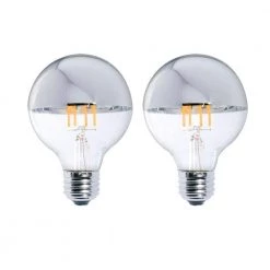 40W Equivalent Warm White Light G25 Dimmable LED Half Chrome Light Bulb (2-Pack) by Bulbrite