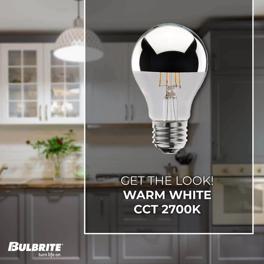 40W Equivalent Warm White Light A19 Dimmable LED Half Chrome Light Bulb (2-Pack) by Bulbrite 5 40W Equivalent Warm White Light A19 Dimmable LED Half Chrome Light Bulb (2-Pack) by Bulbrite - Image 3
