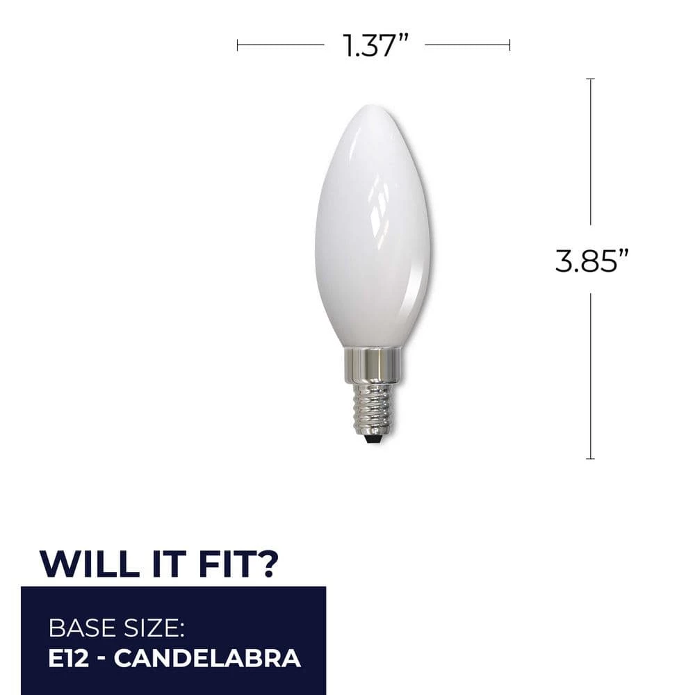 40W Equivalent B11 Dimmable (E12) Candelabra Screw Base Warm White Light LED Filament Milky Light Bulb,2700K (4-Pack) by Bulbrite 9 40W Equivalent B11 Dimmable (E12) Candelabra Screw Base Warm White Light LED Filament Milky Light Bulb,2700K (4-Pack) by Bulbrite - Image 7