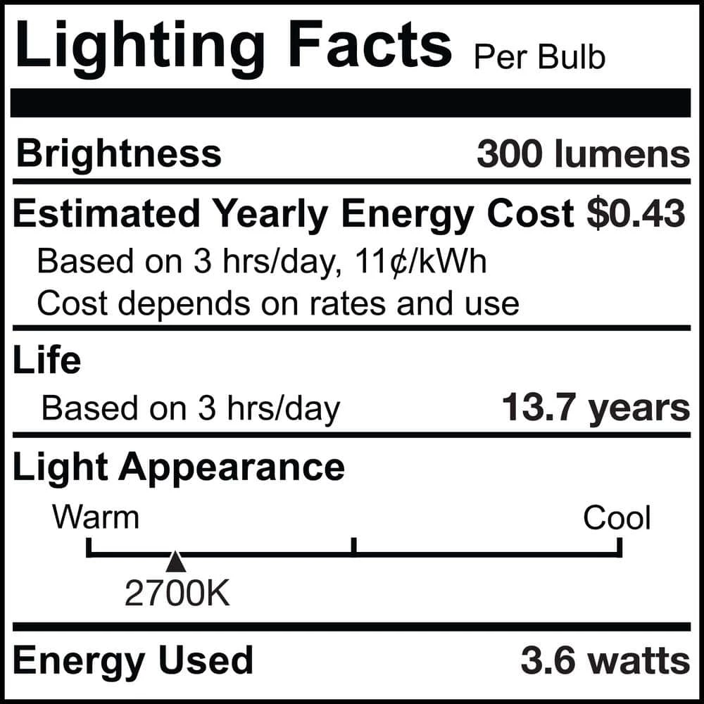 40W Equivalent B11 Dimmable (E12) Candelabra Screw Base Warm White Light LED Filament Milky Light Bulb,2700K (4-Pack) by Bulbrite 8 40W Equivalent B11 Dimmable (E12) Candelabra Screw Base Warm White Light LED Filament Milky Light Bulb,2700K (4-Pack) by Bulbrite - Image 6