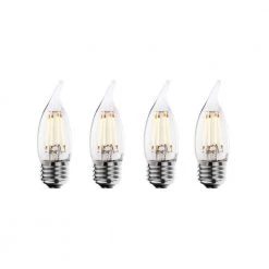 40W Equivalent Warm White Light CA10 Dimmable LED Filament Light Bulb (4-Pack) by Bulbrite