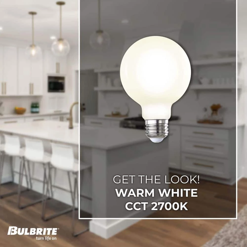 60-Watt Equivalent G25 Milky Dimmable Decorative Filament LED Light Bulb Warm White (2-Pack) by Bulbrite 5 60-Watt Equivalent G25 Milky Dimmable Decorative Filament LED Light Bulb Warm White (2-Pack) by Bulbrite - Image 3
