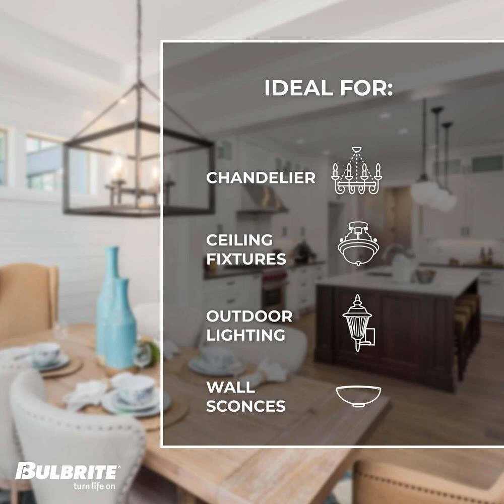 40-Watt B11 Dimmable (E12) Candelabra Screw Base Edison Style Filament Clear LED Light Bulb Soft White, 3000K (4-Pack) by Bulbrite 7 40-Watt B11 Dimmable (E12) Candelabra Screw Base Edison Style Filament Clear LED Light Bulb Soft White, 3000K (4-Pack) by Bulbrite - Image 5