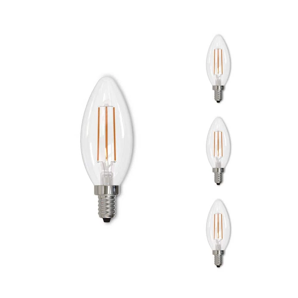 40-Watt B11 Dimmable (E12) Candelabra Screw Base Edison Style Filament Clear LED Light Bulb Soft White, 3000K (4-Pack) by Bulbrite 3 40-Watt B11 Dimmable (E12) Candelabra Screw Base Edison Style Filament Clear LED Light Bulb Soft White, 3000K (4-Pack) by Bulbrite