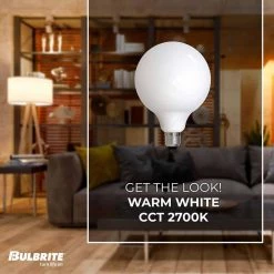60-Watt Equivalent G40 Milky Dimmable Decorative Filament LED Light Bulb Warm White (2-Pack) by Bulbrite -Deals Bulbrite Store bulbrite led light bulbs 861597 4f 1000