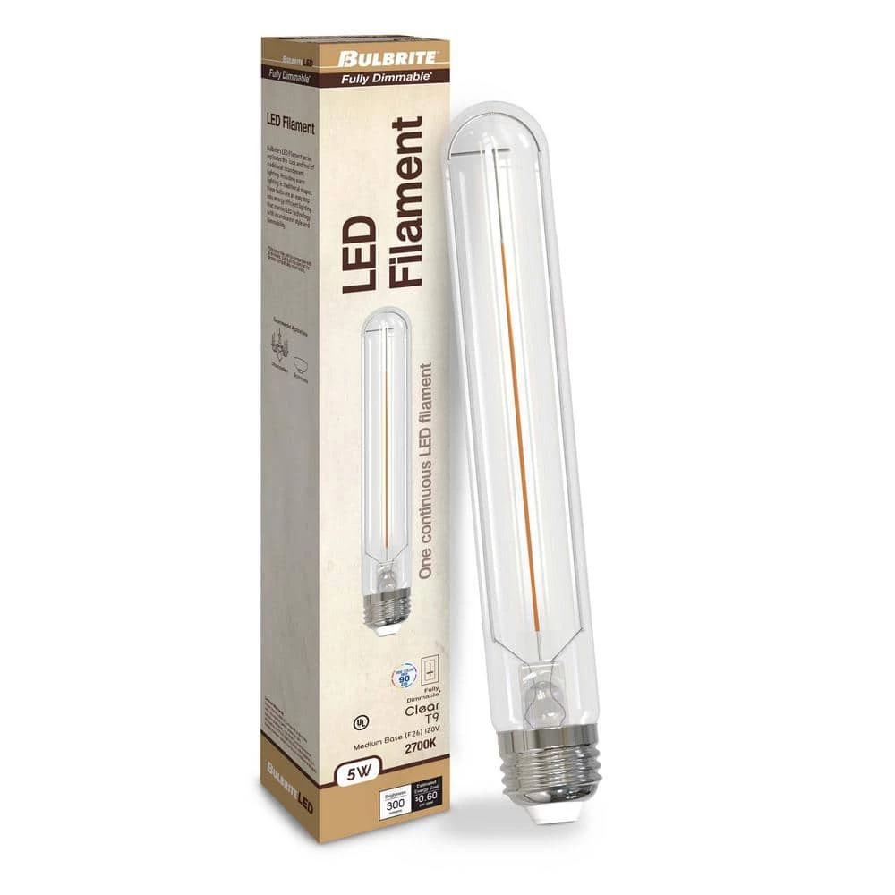 25-Watt Equivalent T9 Long 7.5 in. Dimmable E26 LED Light Bulb 2700K in Clear Finish (4-Pack) by Bulbrite 4 25-Watt Equivalent T9 Long 7.5 in. Dimmable E26 LED Light Bulb 2700K in Clear Finish (4-Pack) by Bulbrite - Image 2