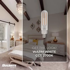 40-Watt Equivalent T6 Dimmable E12 LED Light Bulb 2700K in Clear Finish (4-Pack) by Bulbrite -Deals Bulbrite Store bulbrite led light bulbs 862783 4f 1000