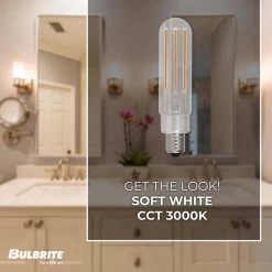 40-Watt Equivalent T6 Dimmable E12 LED Light Bulb 3000K in Clear (4-Pack) by Bulbrite -Deals Bulbrite Store bulbrite led light bulbs 862784 4f 1000