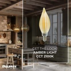 40-Watt Equivalent C11 Dimmable E12 LED Spunlite Light Bulb 2100K in Amber (4-Pack) by Bulbrite -Deals Bulbrite Store bulbrite led light bulbs 862786 4f 1000