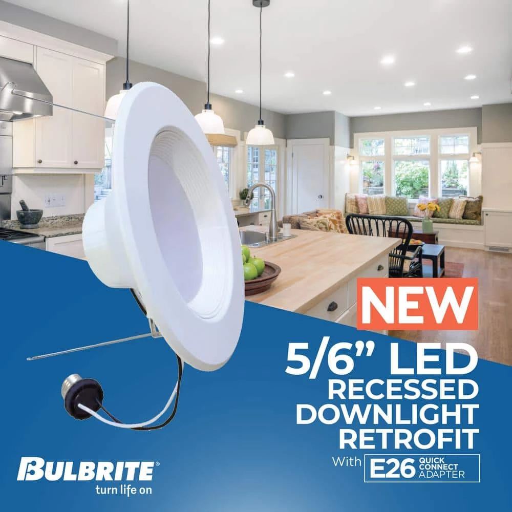 6 in. 3000K New Construction or Remodel Integrated LED Recessed Retrofit Light Kit for 75-Watt Equivalent (Set of 4) by Bulbrite 4 6 in. 3000K New Construction or Remodel Integrated LED Recessed Retrofit Light Kit for 75-Watt Equivalent (Set of 4) by Bulbrite - Image 2