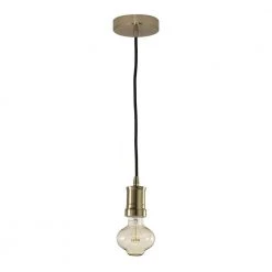 1-Light Warm Gold Contemporary Pendant Socket and Canopy with Incandescent 40W BT27 Nostalgic Loop Light Bulb by Bulbrite