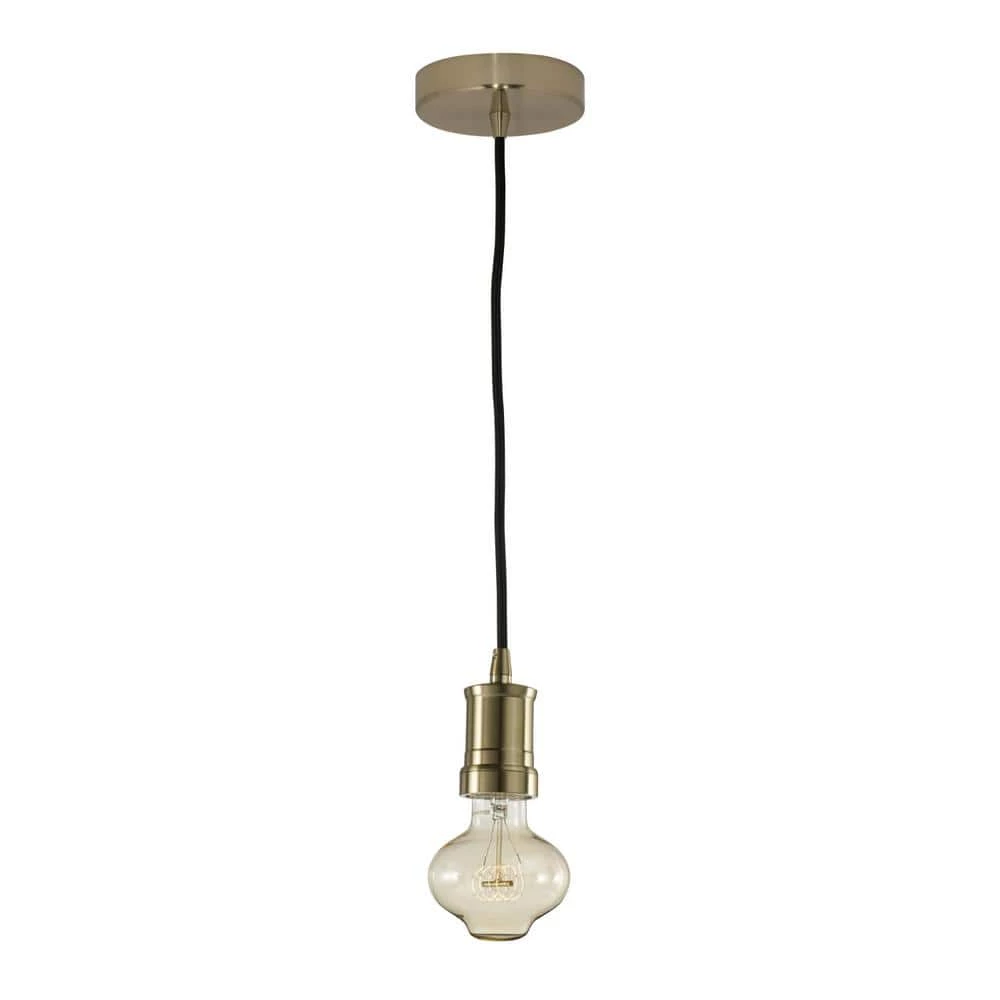 1-Light Warm Gold Contemporary Pendant Socket and Canopy with Incandescent 40W BT27 Nostalgic Loop Light Bulb by Bulbrite 2 1-Light Warm Gold Contemporary Pendant Socket and Canopy with Incandescent 40W BT27 Nostalgic Loop Light Bulb by Bulbrite