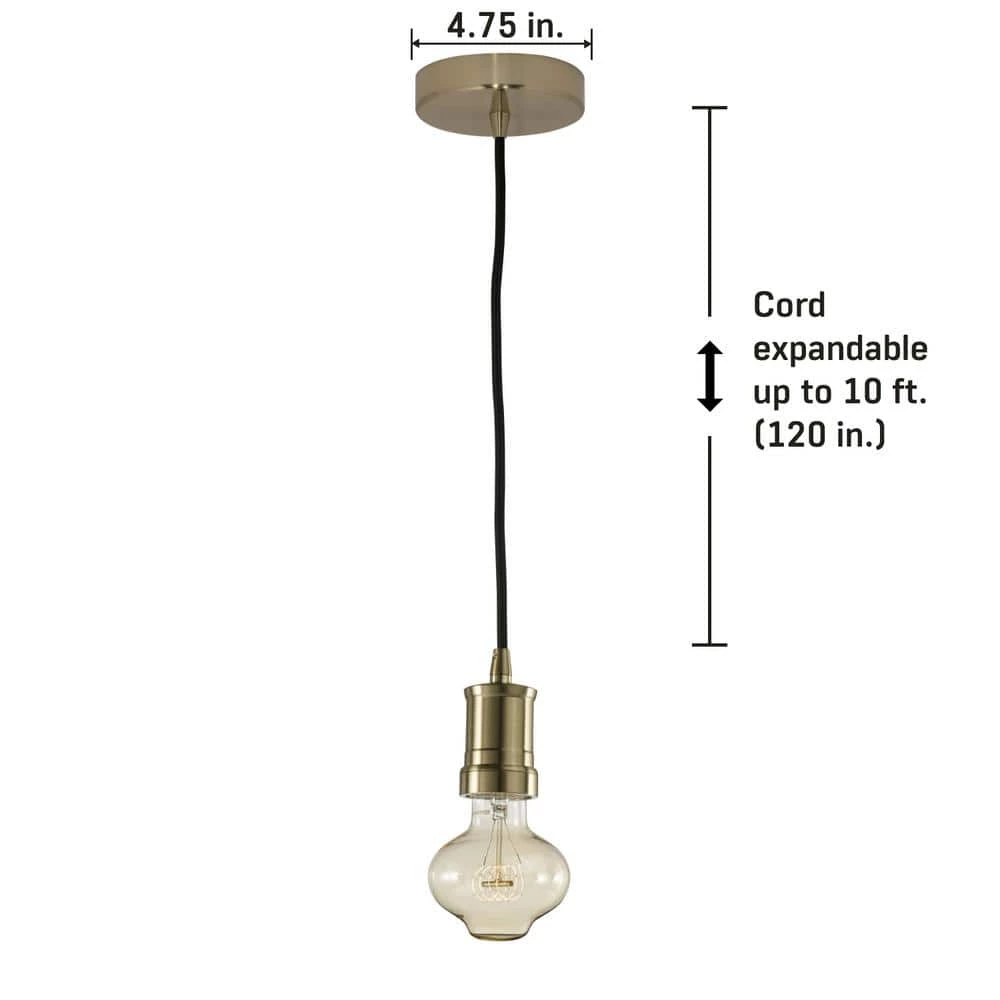 1-Light Warm Gold Contemporary Pendant Socket and Canopy with Incandescent 40W BT27 Nostalgic Loop Light Bulb by Bulbrite 3 1-Light Warm Gold Contemporary Pendant Socket and Canopy with Incandescent 40W BT27 Nostalgic Loop Light Bulb by Bulbrite - Image 2