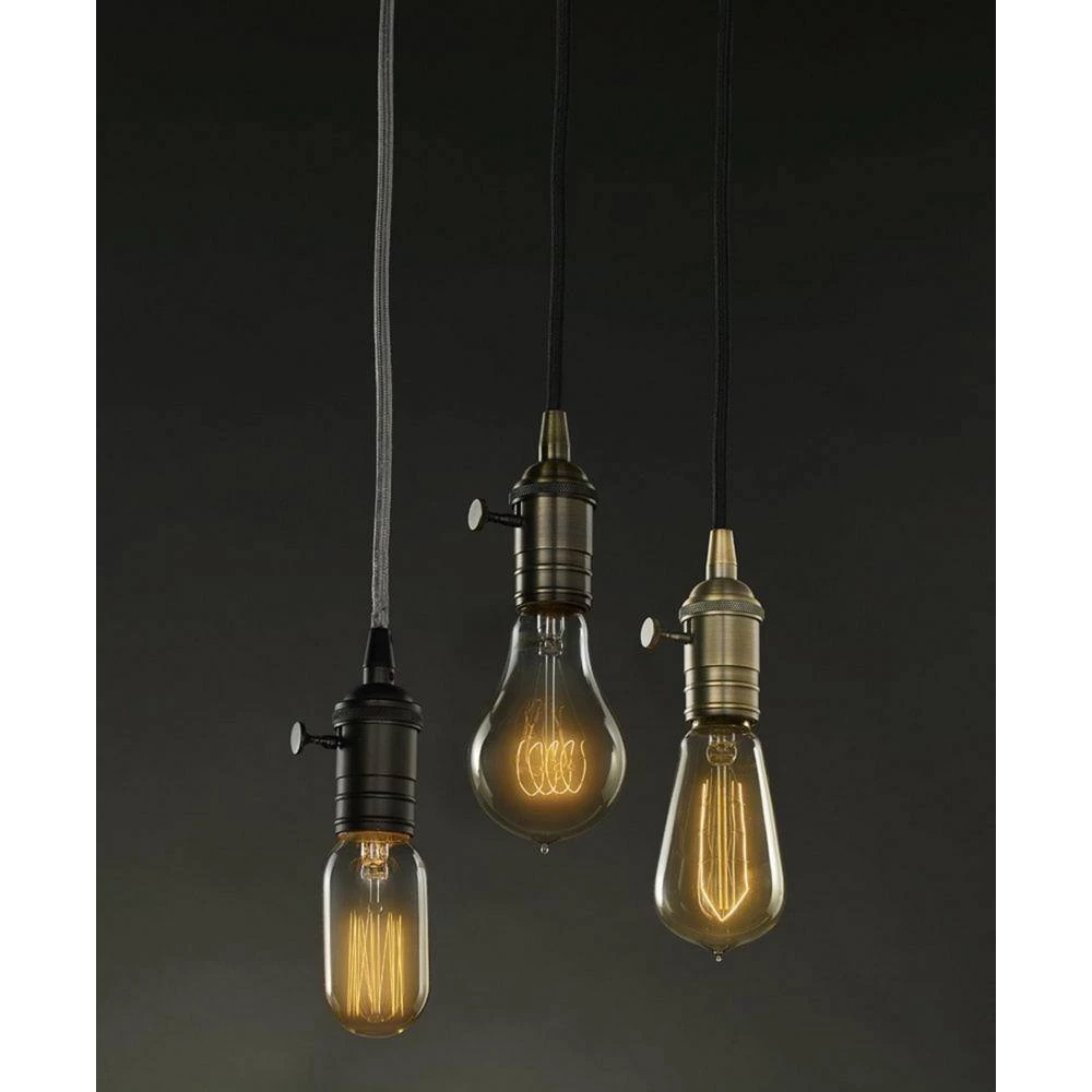 1-Light Gunmetal Vintage Pendant Socket and Canopy with Incandescent 40W T14 Nostalgic Thread Light Bulb by Bulbrite 8 1-Light Gunmetal Vintage Pendant Socket and Canopy with Incandescent 40W T14 Nostalgic Thread Light Bulb by Bulbrite - Image 6