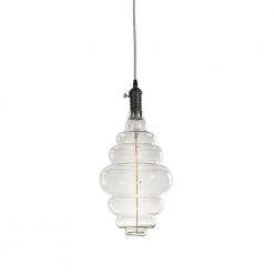 1-Light Gunmetal Vintage Pendant Socket and Canopy with LED 4-Watt Beehive Shaped Grand Nostalgic Light Bulb by Bulbrite