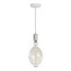 1-Light White Natural Marble Pendant Socket and Canopy with LED 4-Watt BT Shaped Grand Nostalgic Light Bulb by Bulbrite -Deals Bulbrite Store natural white bulbrite chandeliers 810121 64 1000