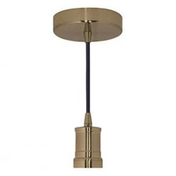 1-Light Warm Gold Contemporary Pendant Socket and Canopy with Incandescent 60-Watt BT Shaped Grand Nostalgic Light Bulb by Bulbrite -Deals Bulbrite Store warm gold bulbrite chandeliers 810108 4f 1000