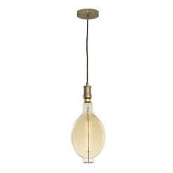 1-Light Warm Gold Contemporary Pendant Socket and Canopy with Incandescent 60-Watt BT Shaped Grand Nostalgic Light Bulb by Bulbrite