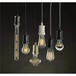 1-Light White Contemporary Pendant Socket and Canopy with LED 7-Watt ST18 Filament Light Bulb by Bulbrite -Deals Bulbrite Store white bulbrite chandeliers 810100 44 1000