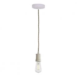 1-Light White Contemporary Pendant Socket and Canopy with LED 7-Watt ST18 Filament Light Bulb by Bulbrite