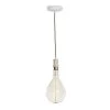 1-Light White Contemporary Pendant Socket and Canopy with LED 4-Watt Pear Shaped Grand Nostalgic Light Bulb by Bulbrite -Deals Bulbrite Store white bulbrite chandeliers 810114 64 1000